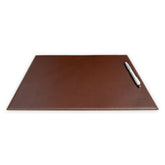 Brown 17 x 12 Leatherette Square Corner Placemat w/ White Stitching